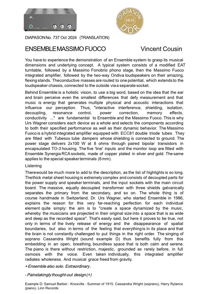 EL1 MASSIMO FUOCO DIAPASON D'OR Oct
